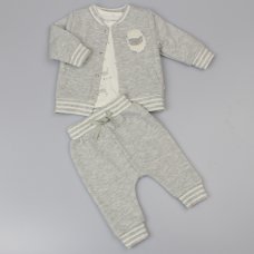 F12412: Baby Unisex Sheep Quilted 3 Piece Outfit (0-9 Months)